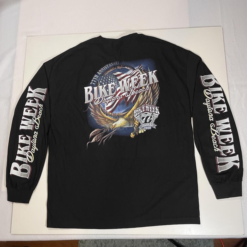 Bike Week Daytona Beach Shirt Mens 2XL Harley Long Sleeve Eagle Vintage Leather